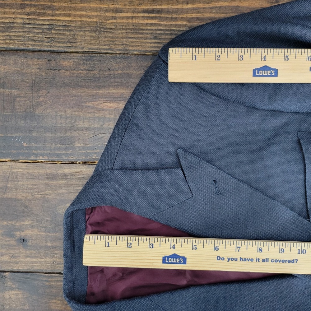 Alan Flusser Men's Double Breast Sport Coat Blazer Peak Navy Silk Wool 44L - Picture 4 of 16